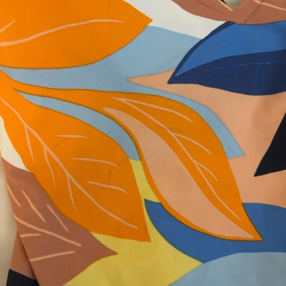 Kona Sol Tropical Floral Print One-Piece Swimsuit Orange Blue